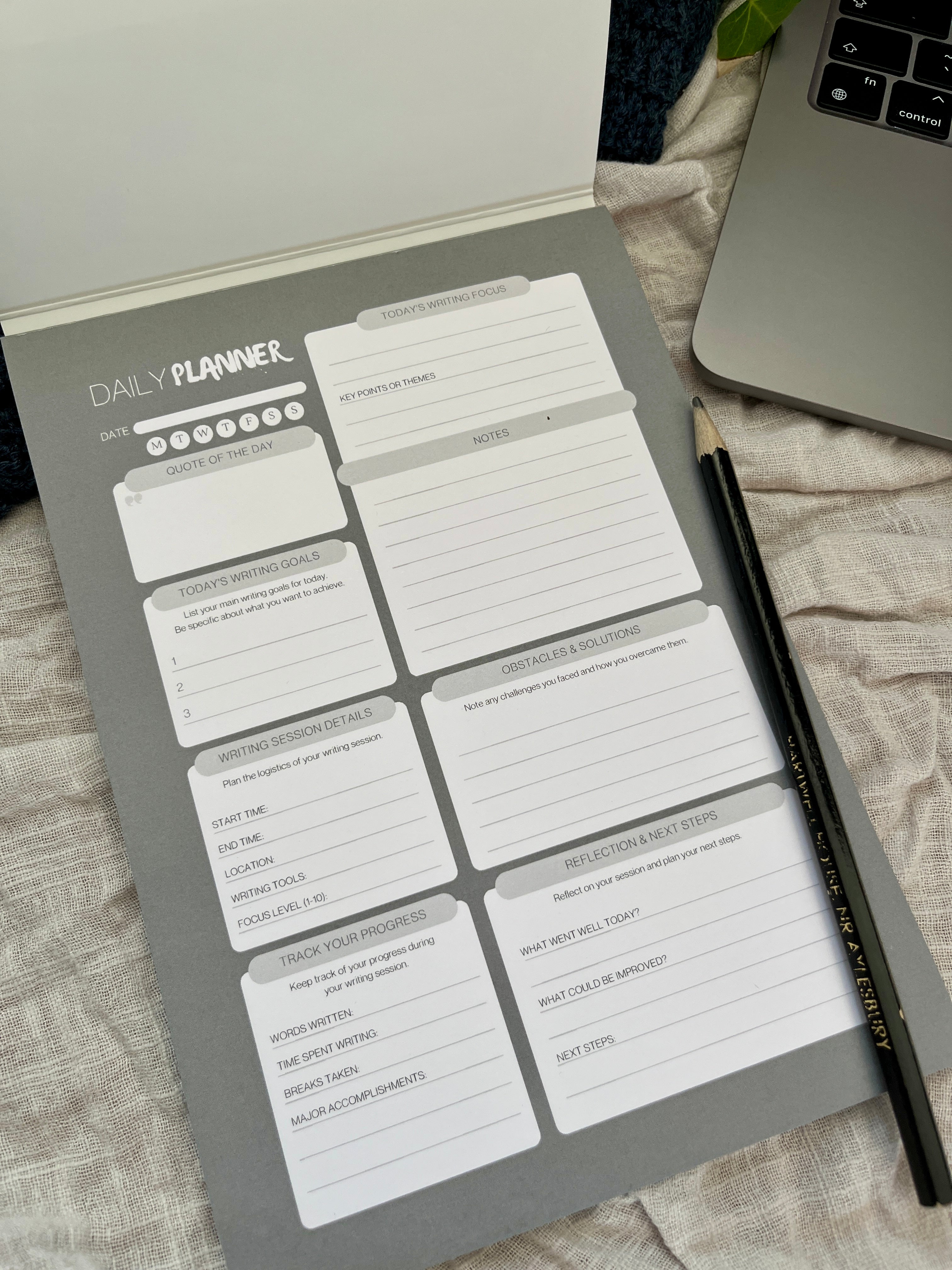 Daily Writing Planner Worksheet
